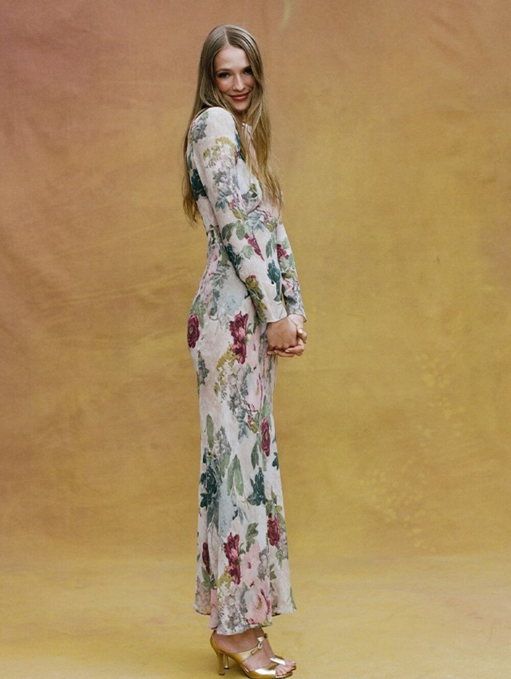 New Realisation Par Inka in Ethereal Size Large 100% Silk Maxi Dress